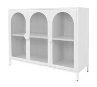 ML-Design Meuble de Rangement Métallique Blanc 120x93x40 cm, Buffet Moderne avec Compartiments et 3 Portes, sur Pieds Réglables en Hauteur, Armoire Vitrine Commode Minimaliste Mobilier de Séjour Salon