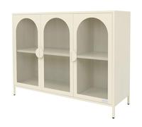 ML-Design Meuble de Rangement Métallique Crème 120x93x40 cm, Buffet Moderne avec Compartiments et 3 Portes, sur Pieds Réglables en Hauteur, Armoire Vitrine Commode Minimaliste Mobilier de Séjour Salon
