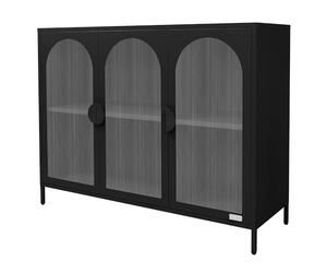 ML-Design Meuble de Rangement Métallique Noir 120x93x40 cm, Buffet Moderne avec Compartiments et 3 Portes, sur Pieds Réglables en Hauteur, Armoire Vitrine Commode Minimaliste Mobilier de Séjour Salon