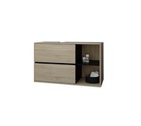ML-Design Meuble sous-Vasque, 100 x 60 x 45,5 cm, Marron/Noir, en Bois MDF Mélaminée, avec 2 Tiroirs et Ètagères, Armoire Bas