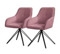 ML DESIGN modern living - Chaise de Salle à Manger, Style Moderne, Tissu Tissé, Dossier et Accoudoirs, Rembourrée, Pivotante à 360°, Pieds en Métal, Vieux Rose, 2x Chaise de Salon Cuisine