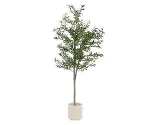 ML-Design Olivier Artificiel 210 cm Décoratif, Plante Verte Grande avec Tronc en Bois Naturel et Fruits en Plastique, Fausse Plante en Pot, Arbre pour Intérieur/Extérieur Chambre Balcon Salon Bureau