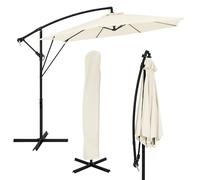 ML-Design Parasol Déporté Ø 300 cm Beige en Aluminium avec Manivelle, Protection UV50+ Tissu Imperméable, Modèle Inclinable et Pivotant 360°, Meuble pour Jardin Terrasse, Housse et Support inclus