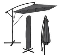 ML-Design Parasol Déporté Ø 330 cm Anthracite en Aluminium avec Manivelle, Protection UV50+ Tissu Imperméable, Modèle Inclinable et Pivotant 360°, Meuble pour Jardin Terrasse, Housse et Support inclus