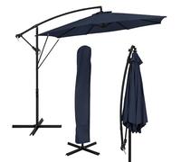 ML-Design Parasol Déporté Ø300 cm Bleu Marine en Aluminium avec Manivelle, Protection UV50+ Tissu Imperméable, Modèle Inclinable et Pivotant 360°, Meuble pour Jardin Terrasse, Housse et Support inclus