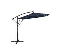 ML-Design Parasol Déporté avec LED Solaire Ø 300 cm Bleu Marine en Aluminium à Manivelle, Protection UV50+ Imperméable, Modèle Inclinable et Pivotant 360°, Meuble pour Jardin, Housse et Support inclus