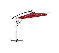 ML-Design Parasol Déporté avec LED Solaire Ø 300 cm Rouge en Aluminium à Manivelle,