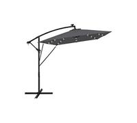 ML-Design Parasol Déporté avec LED Solaire Ø 330 cm Anthracite en Aluminium à Manivelle, Protection UV50+ Imperméable, Modèle Inclinable et Pivotant 360°, Meuble pour Jardin, Housse et Support inclus