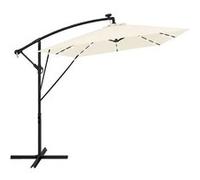 ML-Design Parasol Déporté avec LED Solaire Ø 330 cm Beige en Aluminium à Manivelle, Beige