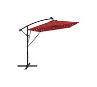 ML-Design Parasol Déporté avec LED Solaire Ø 330 cm Rouge en Aluminium à Manivelle,