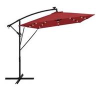 ML-Design Parasol Déporté avec LED Solaire Ø 330 cm Rouge en Aluminium à Manivelle, Rot