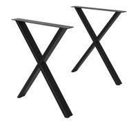 ML-Design Pieds de Table à Manger en Métal Noir, Lot de 2, d'Exterieur Résistante aux Intempéries, Forme de X, Réglables en Hauteur, Cadre de Bureau Banc Meubles, 60x72 cm, Profil Plat en Acier