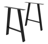 ML-Design Pieds de Table à Manger en Métal Noir, Lot de 2, d'Exterieur Résistante aux Intempéries, Forme de A, Réglables en Hauteur, Cadre en Acier pour Bureau Banc Meubles, 60 x 72 cm, Profil Plat