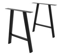 ML-Design Pieds de Table à Manger en Métal Noir, Lot de 2, d'Exterieur Résistante aux Intempéries, Forme de A, Réglables en Hauteur, Cadre en Acier pour Bureau Banc Meubles, 60 x 72 cm, Profil Ovale