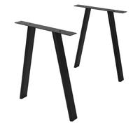 ML-Design Pieds de Table à Manger en Métal Noir, Lot de 2, d'Exterieur Résistante aux Intempéries, Forme de A, Réglables en Hauteur, Cadre de Bureau Banc Meubles, 60x72 cm, Profil Plat en Acier