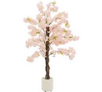 ML-Design Plante Artificielle Cerisier 120 cm Faux Arbre Décoratif Imitation Réaliste en Rosa