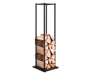 ML-Design Porte Bûches de Cheminée, 33x33x115 cm, Noir, Métallique, en Acier Revêtue par Poudre, Intérieur/Extérieur, Support pour Bois de Chauffage, Étagère Rangement Aide à l'Empilage Bois de Poêle