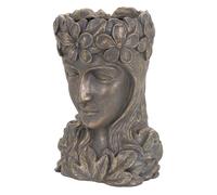 ML-Design Pot de Plantes/Fleurs Tête de Déesse, 21x16x32 cm, Bronze, Résine, Intérieur/Extérieur, Statue Massif, Femme Sculpture, Da