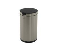 ML-Design Poubelle Automatique avec Capteur 30L Argenté en Acier Inoxydable, Ronde, Ouverture/Fermeture sans Contact, Anneau de Maintien pour Sac à Déchets, Boîte Mains Libres de Cuisine et Bureau