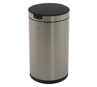 ML-Design Poubelle Automatique avec Capteur 30L Argenté en Acier Inoxydable, Ronde, Ouverture/Fermeture sans Contact, Anneau de Maintien pour Sac à Déchets, Boîte Mains Libres de Cuisine et Bureau