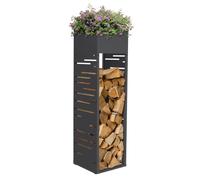 ML-Design Range-bûches Extérieur Modulable avec Jardinière, Acier Galvanisé | Rangement Bois de Chauffage, Résistant aux Intempéries, Structure Modulaire, Motif de Treillis, Anthracite, 30 x 30 x 111 cm