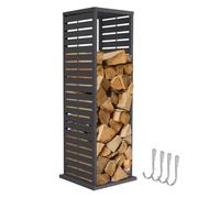 ML-Design Range-bûches Vertical en Acier Galvanisé 37,5 x 37,5 x 112 cm | Porte-bûches en Colonne, Intérieur et Extérieur, Motif à Fentes, Support Bois de Chauffage, 4 Crochets, Anthracite Mat