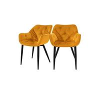 ML-Design Set 2 Chaises de Salle à Manger, Jaune Moutarde, Assise Rembourrée en Velours,