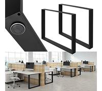 ML-Design Set 2 Pieds de Table, 90 x 72 cm, Rectangulaire, Noir, en Acier Revêtu de Poudre, Pied de Meuble Banc, Support Profil Carré, Design Industriel, Piètement pour Table à Manger Bureau