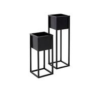 ML-Design Set 2 Supports de Plantes Différentes Hauteurs, Noir, 21x 50/21x70 cm, Pot de