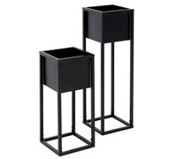 ML-Design Set 2 Supports de Plantes Différentes Hauteurs Noir 21x 50/21x70 cm Pot de Fleurs Herbes Aromatiques avec Jardinière