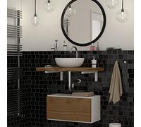 ML-Design Set 2x Consoles Murale en Forme de L, 300x150x30 mm, Blanc, Acier, Design Flottant Équerre, Supports d'Étagère en Angle pour Lavabo/Table pour Salle de Bain/Salon, Matériel de Montage Inclus