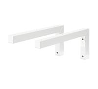 ML-Design Set 2x Consoles Murale en Forme de L, 350x150x30 mm, Blanc, Acier, Design Flottant Équerre, Supports d'Étagère en Angle pour Lavabo/Table pour Salle de Bain/Salon, Matériel de Montage Inclus