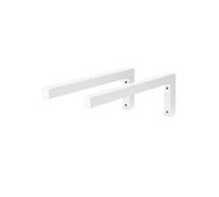 ML-Design Set 2x Consoles Murale en Forme de L, 400x150x30 mm, Blanc, Acier, Design Flottant Équerre, Supports d'Étagère en Angle pour Lavabo/Table pour Salle de Bain/Salon, Matériel de Montage Inclus