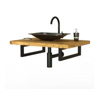 ML-Design Set 2x Consoles Murales, 450x150x30 mm, Noir, Acier, Design Flottant, Support d'Étagère pour Lavabo/Meuble/Table pour Salle de Bain/Chambre à Coucher, Réglable, Matériel de Montage Inclus