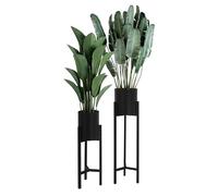ML-Design Set 2X Supports pour Fleurs Noir, 18x18x56/20x20x76 cm, Métal, Pots Surélevés 2-TLG, Moderne, Résistant aux Intempéries, Porte-Fleur Déco, Étagère Plantes pour Intérieur/Extérieur