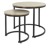 ML-Design Set 2X Tables d`Appoint, Rond, Ø40x44 cm/Ø60x52 cm, MDF Chêne Sonoma/Structure Métal Noir, Tables Gigognes Modernes, Multiples Usages, Table d'Extrémité de Canapé, Décoration d'Intérieur