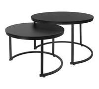 ML-Design Set 2x Tables dAppoint, Rond, Ø 59x40 cm/Ø74x48 cm, en MDF Noir Mat/Structure Schwarz G