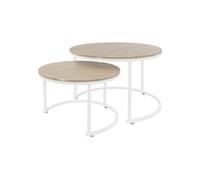 ML-Design Set 2x Tables dAppoint, Rond, Ø 59x40 cm/Ø74x48 cm, MDF Chêne Sonoma/Structure