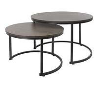 ML-Design Set 2x Tables dAppoint, Rond, Ø59x40 cm/Ø74x48 cm, en MDF Chêne Foncé/Structure Dunkelbraun G