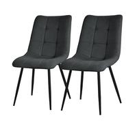 ML-Design Set de 2 Chaises de Salle à Manger Anthracite, avec Revêtement en Tissu Polyester et Pieds Métalliques Noirs, Chaises de Cuisine avec Dossier, Chaises Rembourrées pour Salon Bureau Chambre