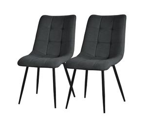 ML-Design Set de 2 Chaises de Salle à Manger Anthracite, avec Revêtement en Tissu Polyester et Pieds Métalliques Noirs, Chaises de Cuisine avec Dossier, Chaises Rembourrées pour Salon Bureau Chambre