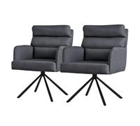 ML-Design Set de 2 Chaises de Salle à Manger Anthracite, Pivotantes Position Voiture, Chaises Rembourrées avec Revêtement en Polyester et Coussins de Dossier, Pieds Métalliques, Fauteuil de Cuisine