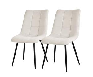 ML-Design Set de 2 Chaises de Salle à Manger Beige, avec Revêtement en Tissu Polyester et Pieds Métalliques Noirs, Chaises de Cuisine avec Dossier, Chaises Rembourrées pour Salon Bureau, Kit Montage