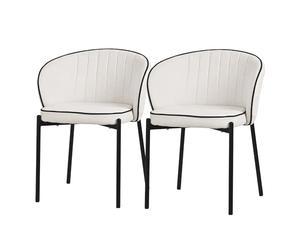 ML-Design Set de 2 Chaises de Salle à Manger, Beige, Revêtement en Tissu, Pieds en Métal Robustes, Fauteuils Rembourrés avec Dossier Ergonomique pour Cuisine ou Salon, Design Moderne et Confortable