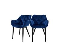 ML-Design Set de 2 Chaises de Salle à Manger, Bleu Foncé, Assise Rembourrée en Velours,