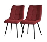 ML-Design Set de 2 Chaises de Salle à Manger Rouge, avec Revêtement en Tissu Polyester et Pieds Métalliques Noirs, Chaises de Cuisine avec Dossier, Chaises Rembourrées pour Salon Bureau, Kit Montage