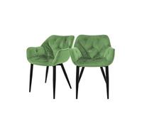 ML-Design Set de 2 Chaises de Salle à Manger, Sauge, Assise Rembourrée en Velours, Pieds