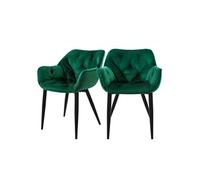 ML-Design Set de 2 Chaises de Salle à Manger, Vert Foncé, Assise Rembourrée en Velours,