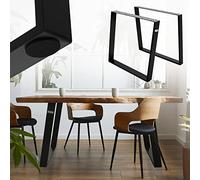 ML-Design Set de 2 Pieds de Table 80GRAD Inclinaison, 75x72 cm, Noir, Design Industriel, Profil 8x2 cm, Support de Plateau Inclinés, Patins de Meubles en Métal, pour Table Basse/Banquette