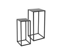 ML-Design Set de 2 Supports de Fleurs, Noir, 20x60x20/30x70x30 cm, en Métal Robuste, Revêtement en Poudre, Porte-Plantes Moderne, Tabouret de Fleurs, Intérieur et Extérieur, Résistant aux Intempéries